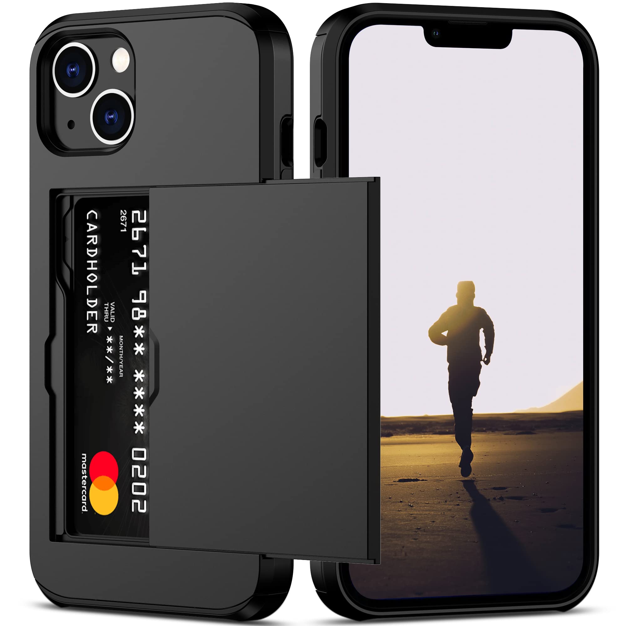 Amazon.com: Nvollnoe for iPhone 13 Case with Card Holder Heavy